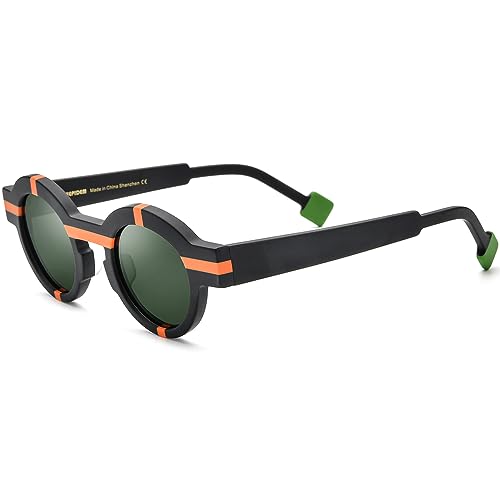 Image of HEPIDEM Matte Acetate Vintage Retro Round Polarized Sunglasses for Women UV400 UV Protection Sun Glasses
