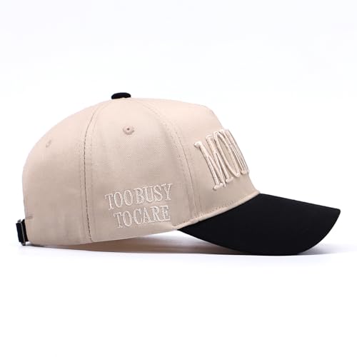 Image of Vintage Two-Tone Trucker Hat Adjustable Baseball Cap with Mommin Embroidery Ponytail Fit Unisex Outdoor Casual Headwear