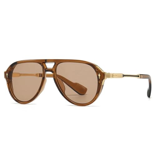 Lunettes de soleil homme rétro double pont verres UV400 luxe