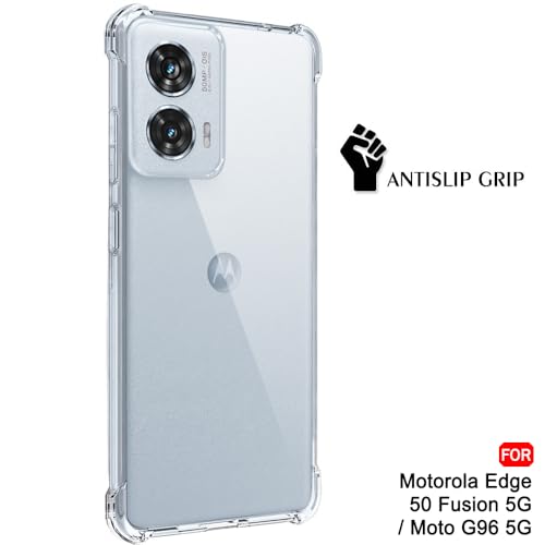 Image of TheGiftKart Crystal Clear Back Cover Case for Motorola Moto Edge 50 Fusion 5G / Moto G96 5G | Shockproof Soft TPU Case | Cushioned Edges for Ultimate Protection Back Cover Case (TPU, Transparent)