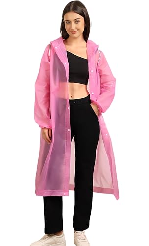 Image of Unisex Hooded Raincoat, Waterproof Long Rain Jacket, Multiple Colours, Reusable