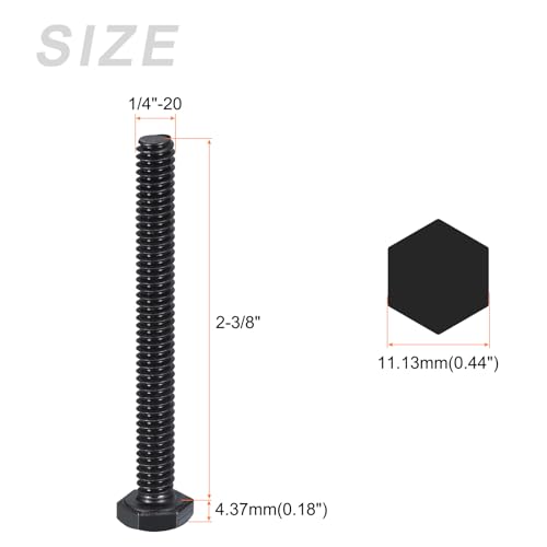 Image of METALLIXITY Hex Head Bolts (1 /4-20 x 2-3 /8 inch) 10Pcs, 304 Stainless Steel 18-8, Fully Threaded, External Hex Drive, Hex Head Screw Bolt, Black Oxide