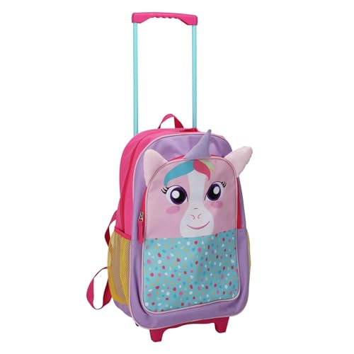 Carousel Home Childrens Unicorn Suitcase | Kids Travel Rucksack Cabin Bag Carry On Suitcase | Trolley Suitcase with Wheels Hand Luggage Bag for Kids
