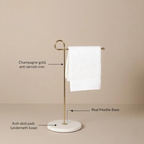 Image of Decovia Creation Premium Gold Towel Stand (Set of 2) - Luxury Gold Plated Freestanding Hand Towel Holder for Bathroom & Kitchen | Rust Resistant Metal Towel Stand | Modern Bathroom Accessory.