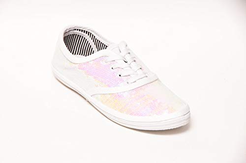 White sequin tennis shoes Clearance