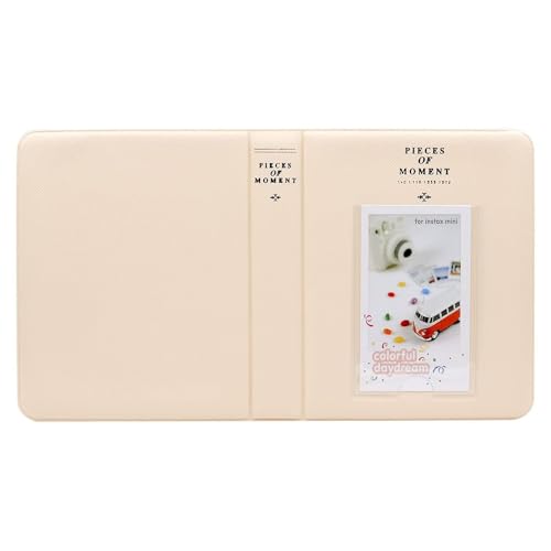 Image of ZENKO 64 Pockets Photo Album for Fujifilm Instant Mini 13 /12 /11 /9 /8 /SE /41 /99 /Evo /Liplay Instant Camera /Mini Link Printer, Polaroid Snap Touch PIC-300 Z2300 Mint Zip Instant Camera Printer- Beige