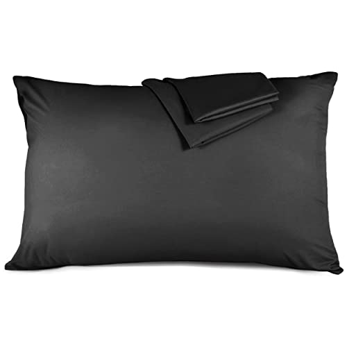 Hafaa Black Pillowcases 2 Pack Brushed Microfiber Plain Pillow Cases with Envelop Closure