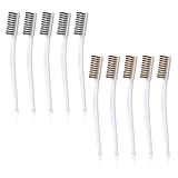 10pcs Wire Brushes for Cleaning, 5 Stainless Steel Wire Brushes & 5 Brass Reinforced Bristle Cleaning Tools for Kitchen Industrial Welding Slag Walnut Carving Gaps