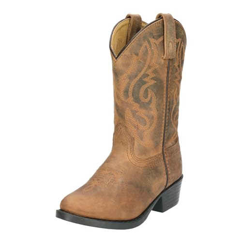 Smoky Mountain Boots Kids' Denver Western Boot, Little Kid, Brown Oil Distress, Medium, Size 11 US