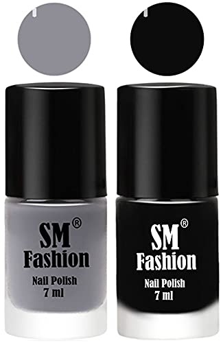 Long Lasting Nail Polish | Nail Paint Combo 7 ml Each) – Set of 2 Gray-Black