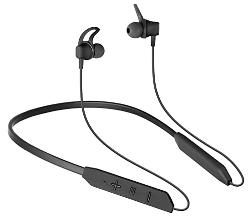 Auxigen Wireless Headphone with MIC, Incoming Call Vibration, 220MAH Battery Which give You 350min Play Time & 100Hrs Standby time, 12mm Drivers,Bluetooth 5.0/ Light Weight/Magnetic Buds,IPX4 (Black)