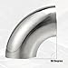 X AUTOHAUX 2pcs OD 2 Inch 90 Degree 1.2mm Thickness Mandrel Bend Elbow SS304 Stainless Steel Bend Tube Exhaust Elbow Pipe for Car Modified Exhaust System