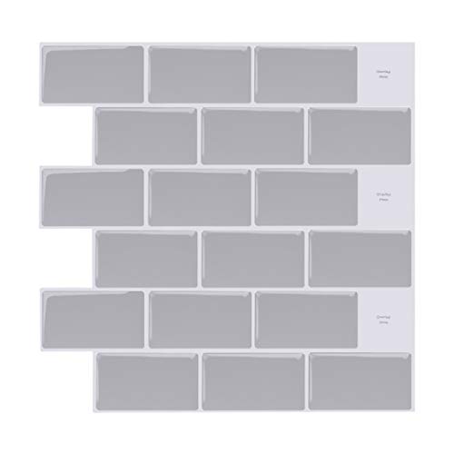 WalDecoo Peel and Stick Backsplash, Grey Subway Tiles Stick on Backsplash, 12 X 12 Self Adhesive 3D Wall Panels for Kitchen Barthroom (10 Sheets)
