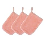 Polyte - Serviettes démaquillantes en microfibres Premium - soin du visage - moelleux/hypoallergénique/sans produits chimiques (13x18 cm, 3 Gants, Rose)