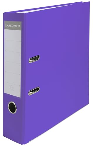 Exacompta 918417B Kunststoff-Ordner 7,5 cm breit DIN A4 Kunststoffbezug auĂźen Papierbezug innen RĂĽckenschild austauschbar Ringordner Aktenordner Briefordner BĂĽroordner Plastikordner lila