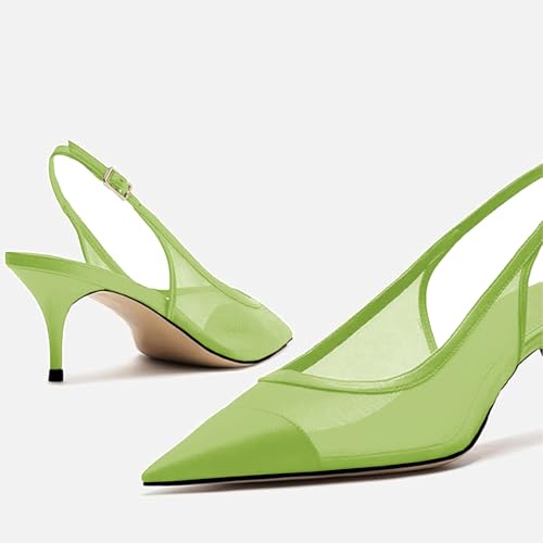 Image of Mesh Kitten Heels for Women Slingback Design with Pointed Toe Breathable and Stylish Elegant Low Heel for Comfort