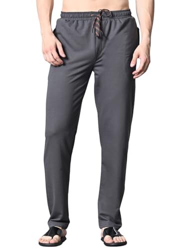 Image of FITINC Regular Fit Cotton Lower Trackpant for Men with Zipper Pockets
