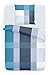 Copri piumone letto 135x200 cm | Set lenzuola bambino letto singolo con federe cuscino 80x80 | Biancheria letto grigio e blu 100% cotone