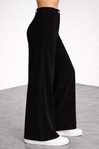 Image of V TOWN Polycotton Regular Fit High-Waist Bone Pocket Trousers for Women & Girls | Super Soft & Comfortable | Stylish & Elegant Trouser Pants for Casual Outings, Parties, Office,Travel & Gift
