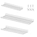 Estantes de Pared Metal,Juego de 3 Estantes Flotantes,para Decoración,Marcos de Fotos,6 Tornillos y Tornillo Autoadhesivo Incluidos para Montaje,Estilo Industrial-Blanco