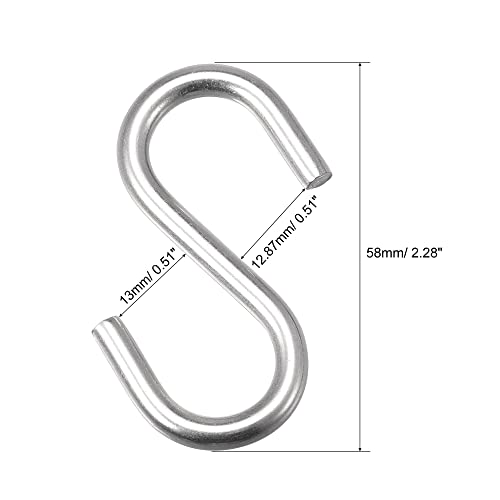 Image of uxcell S Hooks 2.28 inch Long Stainless Steel Hanger for Hanging Objects in Kitchen, Garden, Bathroom, Garage 16Pcs