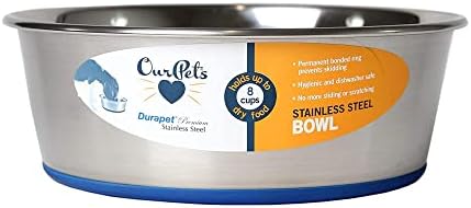 OurPets DuraPet Premium Dishwasher Safe Stainless Steel Dog Bowl for Food or Water [Multiple Sizes for Small to Large Dogs] in Traditional or Wide Base Design - 7 CUP