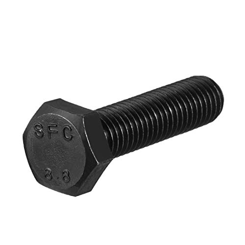 Image of uxcell M10x45mm Hex Head Screw Bolts Fastener Grade 8.8 Carbon Steel Black 8pcs