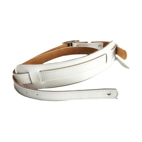 ギターストラップ ヌメ革オフホワイト ハンドメイド 金具無しタイプ ギターストラップ ヌメ革オフホワイト ハンドメイド 金具無し