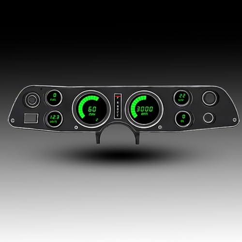 1970-1981 Camaro LED Digital Gauge Cluster – Direct Fit Replacement, Red LED Display, Speed, Oil & Temp Senders Included Green DP4002G