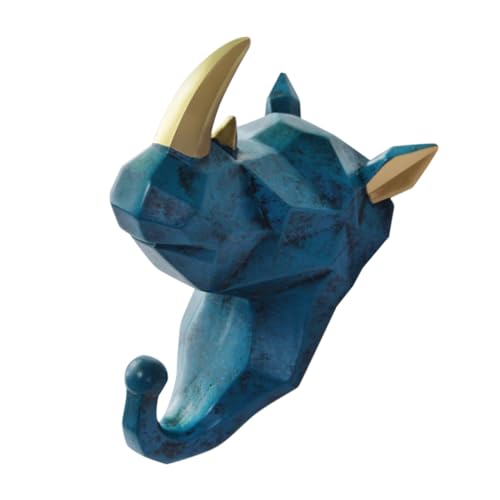 ULTECHNOVO Gancho de pared Rinoceronte de resina decorativo y creativo perchero para abrigos y sombreros fácil de instalar para habitación de animales, baño y armario