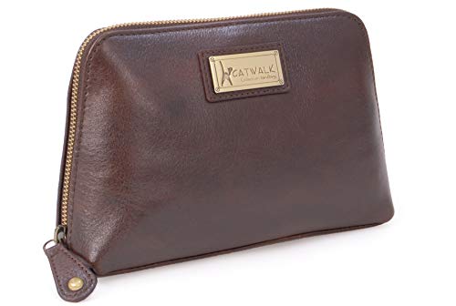 Catwalk Collection - Bolsa de Cosméticos / Maquillaje / para Viaje - Cuero Vintage - Emma - Marrón Cover