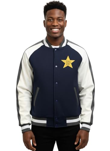 Image of Dandy Star Logo Baseball Jacket - Everyday Wear & Cosplay Costume - Anime TV Show Gift - Blue Letterman D Coat