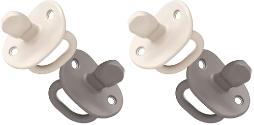Image of Boon Jewl Silicone Orthodontic Pacifier - Baby Pacifier with Soothing Gem-Shaped Nipple - Comfortable Baby Pacifiers Natural Oral Muscular Development - Neutral - 2 Count - 3+ Months (Pack of 2)