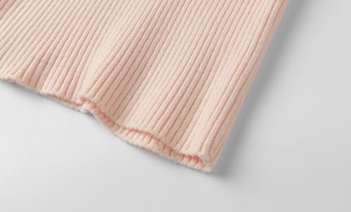 Image of Mud Kingdom Girls Mock Neck Sweater Long Sleeve Knit Top Solid Ruffled Collar Undershirt Slim Fit Lettuce Trim