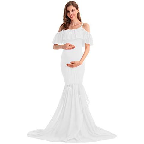 MYRISAM Off Shoulder Ruffles Maternity Dress Cover