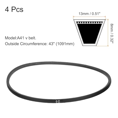 Image of uxcell 4pcs A41 or 4L430 Classic Wrapped Rubber V-Belt, 41 inch(1041mm) Inside Circumference, A Profile V Belt