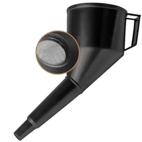 SIO Embudo para Aceite Motor 120mm con Filtro y Asa – Embudo Plástico para Gasolina, Diésel y Líquidos – Boca Ancha con Malla Filtrante – Uso Automoción, Taller y Garaje