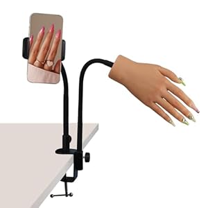 Silicone Practice Hand for Acrylic Nails,Silicone Nail Hand Practice with Mobile Phone Holder,Silicone Nail Hand for show,Fake Training Hand with Manicure Kits for DIY/Nail Salon Artists/Nail Artist
