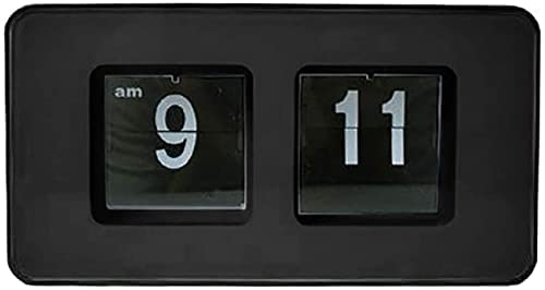 TourKing Flip Clock Classic Retro Vintage Clock Digital Flip Down Clock Digital Number Alarm Clock Desk Clock Shelf Clock for Office Home Decoration (Black)