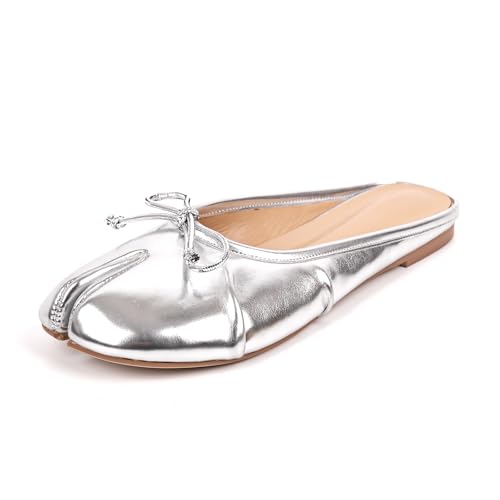 VERISSON Tabi Flats for Women Cute Bowknot Mules Flat Dressy Casual Shoes with Split Toe Design3