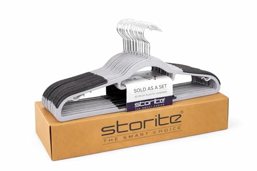 Image of Storite 20 Pcs Plastic Clothes Hangers Space Saving Dry & Wet Hangers