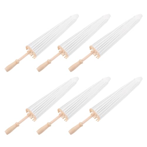 Parapluies en papier huilé blanc lot de 6 de 60 cm pour décoration de mariage