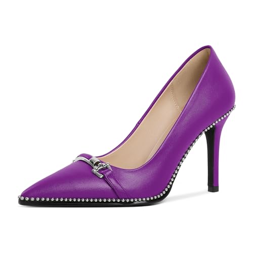 Image of Women's High Heel Pumps Stiletto Heel Pumps for Women Pointed Toe Heels Elegant Classic 3.5 Inch Beaded Pumps