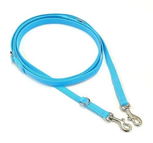 Police Style Puppy Training Lead Double Ended Puppy Leash Adjustable Multi-Functional In 13mm Webbing (Sky Blue, 15ft (4.5 Metres))