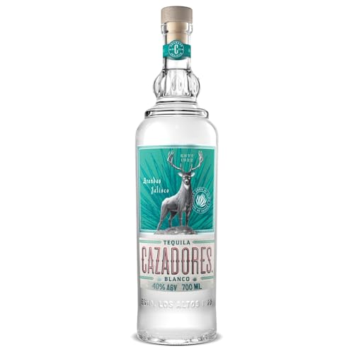 CAZADORES Tequila Blanco, 40% vol., 70 cl / 700 ml, Alcohol Doblemente Destilado Elaborado con 100% Agave Azul Weber