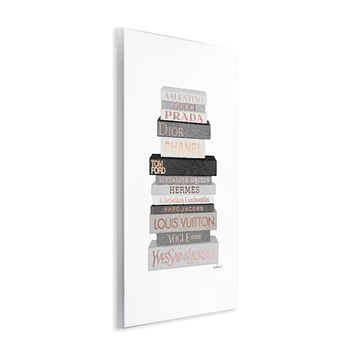 Image of 'Grey & Peach Bookstack'| Wall Plaque Art