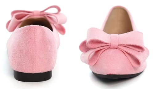 Image of SAILING LU Womens Bowknot Ballet Flats Pointy Toe Suede | Casual Flat Shoes, Dressy Wear to Work, Moccasins, Slip-Ons