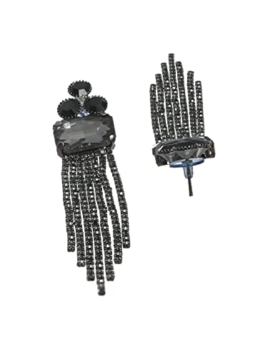 Floral Block Tassle Drop Earrings
