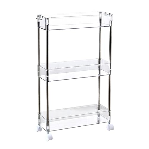 Carrello Da Cucina Con Ruote Trasparente a 3 Livelli, Scaffale Mobile in Pet E Acciaio Inossidabile Per Stoccaggio E Organizzazione