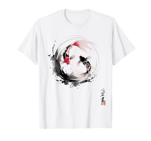 Yin And Yang Japanese Koi Fish vintage Camiseta
